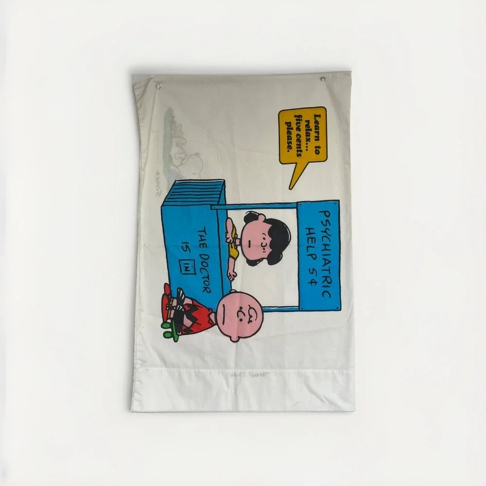 Vintage Peanuts Pillowcase Standard Snoopy Lucy Charlie Brown 1970s